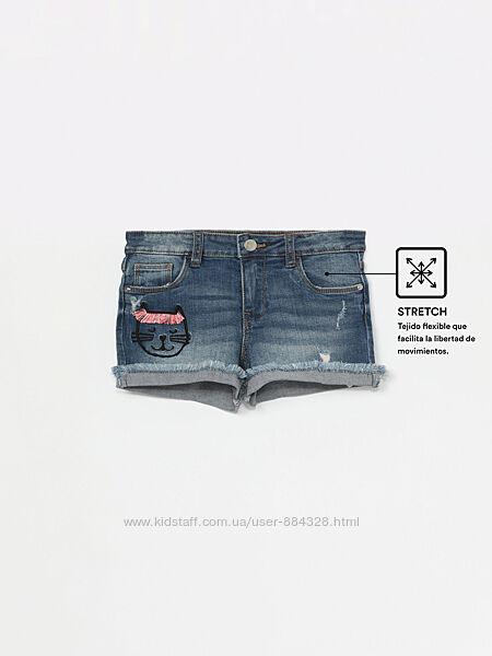 Lefties Іспанія джинсові шорти з кицею в ідеальному стані на 10-11 років