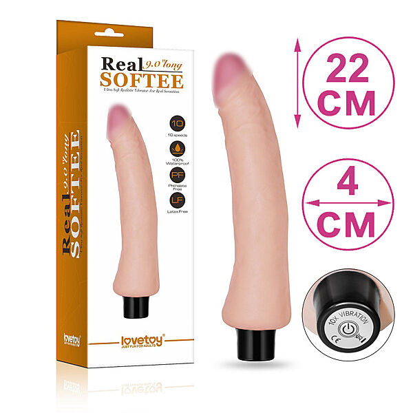 Вибратор женский фаллоимитатор с вибрацией LoveToy Dildo Real Softee 22 см Киберкожа