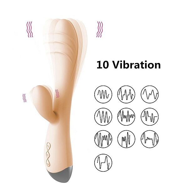 Вибратор с клиторальным отростком 10 режимов вибрации зарядка от USB