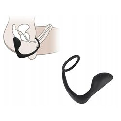 Эрекционное кольцо с анальным массажером простаты Black Velvets Ring & Plug силикон