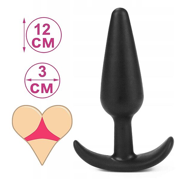 Анальная пробка силиконовая черная 12,5 х 3 см якорь узкая ручка подходит для ношения LoveToy Anal Plug Size L