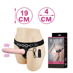 Страпон реалистичный фаллоимитатор с вибратором 19 см Baile Jessica Belt Strap On Flesh