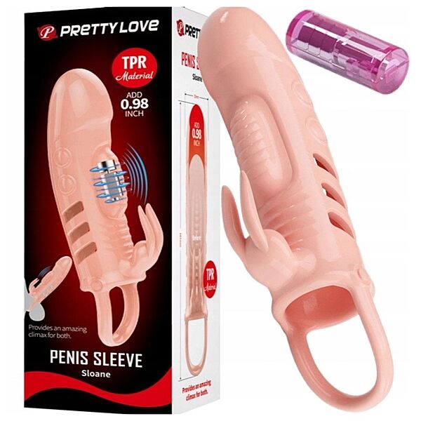 Насадка на член с вибрацией увеличение члена на 2.5 см насадка Penis Sleeve Pretty Love Sloane