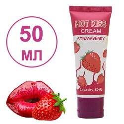 Смазка для орального секса лубрикант на водной основе со вкусом клубники 50 мл HOT KISS