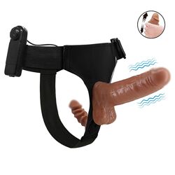 Страпон двойной вибрирующий Strap-On Duo Vibrance длина 16 см ширина 4 см двухсторонний старпон