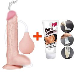 Кончающий фаллоимитатор реалистичный дилдо с семяизвержением Squirting Dildo 25 см  Наполнитель 250 мл