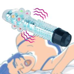 Вибратор для женщин с дополнительной стимуляцией усиками и шариками Jelly Vibrator Бирюзового цвета