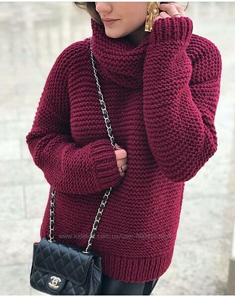 Женский вязаный длинный свитер с горлом туника тёплый