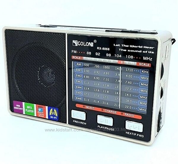 Кишеньковий FM-радіоприймач з ліхтарем Golon RX 8866. Радио с фонариком