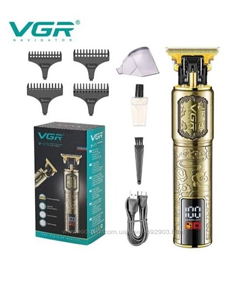 Тример для бороди та вусів з Led-дисплеєм VGR V-073. Тример для бороди