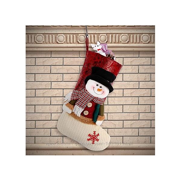 Новорічна різдвяна шкарпетка для декору будинку, сходинок, каміну