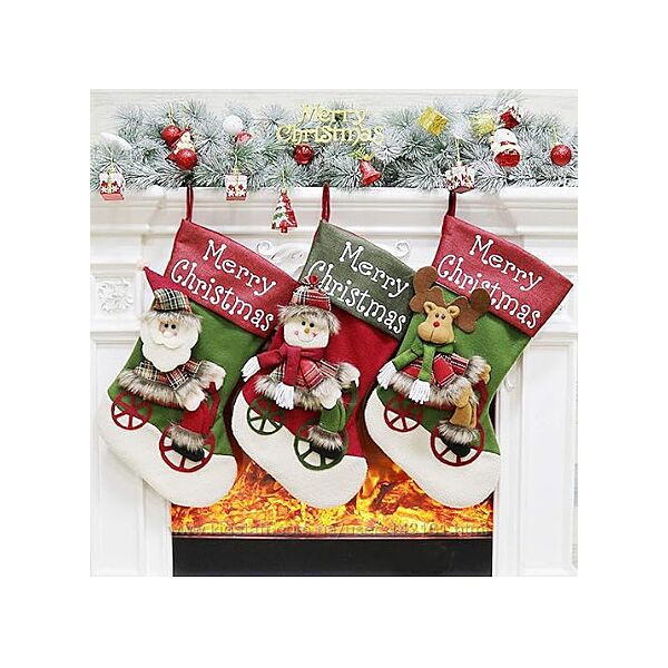 Новорічна різдвяна шкарпетка для декору будинку, сходинок, каміну