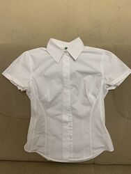 Benetton белая рубашка в школу, хлопок р S