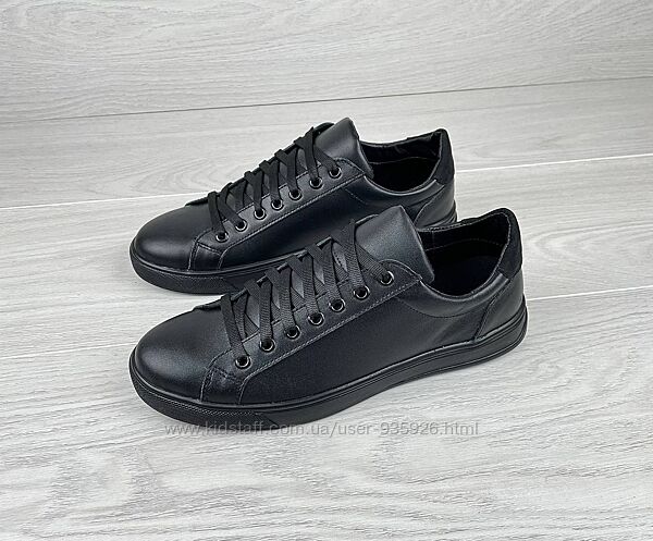 чоловічі чорні шкіряні кеди