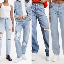 Стильные сине-голубые прямые клеш широкие джинсы levis premium оригинал