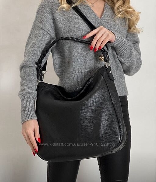 Велика шкіряна сумка жіноча Італійська натуральна шкіра сумочка мішок