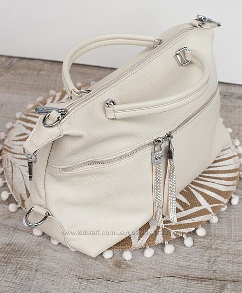 сумка женская бежевая классическая женская тоут среднего размера