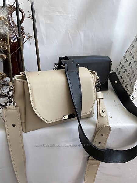 Маленька жіноча сумка через плече крос-боді сумочка клатч екошкіра беж