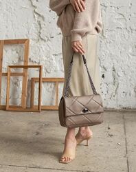 сумка женская кожаная Италия тауп сумочка кроссбоди через плечо модная 