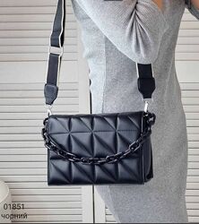 сумка через плечо женская черная стеганая сумочка клатч кроссбоди 
