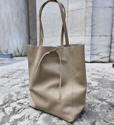 Большая женская кожаная сумка мешок Итальянская Genuine Leather 