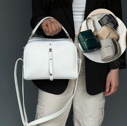 белая бежевая сумка кросс-боди через плечо молодежная сумочка клатч 