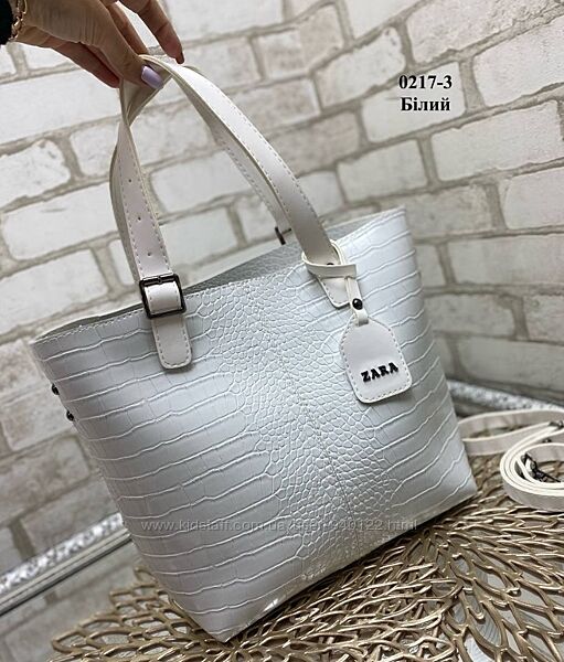 сумка повседневная женская вместительная шоппер з крокодиловим принтом