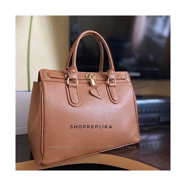 Велика сумка шоппер Італія сумка в натуральній шкірі руда Гермес