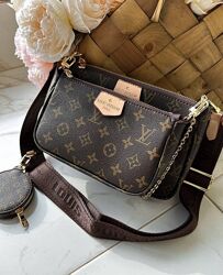 сумка louis vuitton женская кроссбоди тройка сумка с широким ремнем
