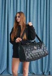 Модна сумка дорожня велика Moncler чорна Унісекс сумка для подорожей фітнес
