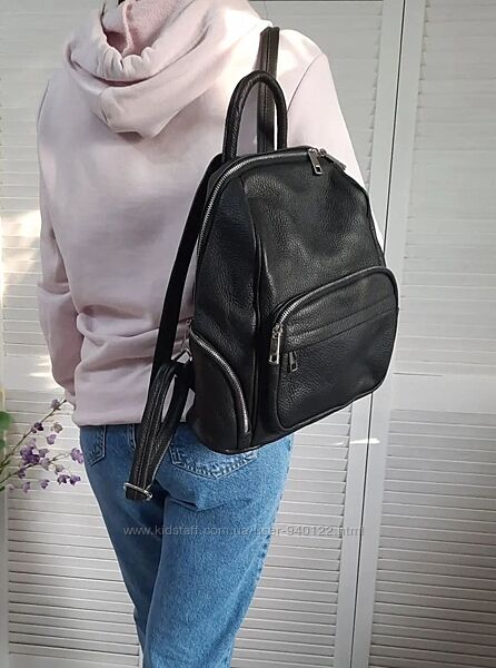Шкіряний базовий жіночий міський італійський рюкзак модний рюкзак міський