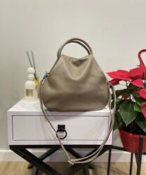 модная мягкая сумка из натуральной кожи Италия тауп вера пелле 