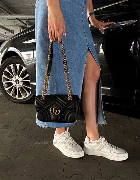 крос боді сумка жіноча стьобована брендова маленька сумочка Gucci Black