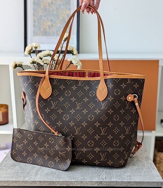Сумка Луї Вітон жіноча шоппер бежева большая LV Louis Vuitton Neverfull 