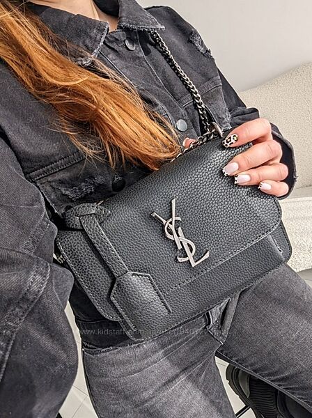 Сумка женская кросс-боди чорная Yves Saint-Laurent LUX
