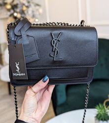 Жіноча шкіряна сумка крос боді чорна Yves Saint-Laurent LUX