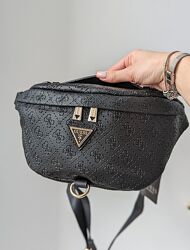 бананка сумка жіноча через плече , кросс-боді пудра чорна Guess LUX 