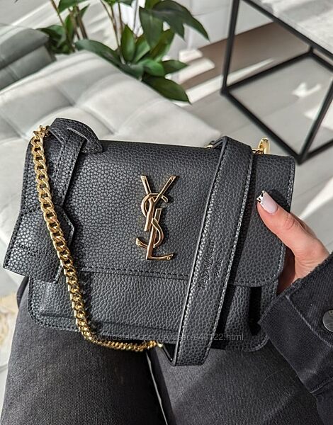 Чорна сумка через плече модна Yves Saint-Laurent LUX сумочка кроссбоді 