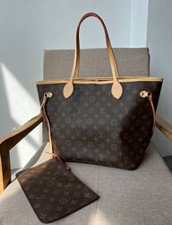 кожаная сумка женская шоппер Люкс Louis Vuitton Neverfull PM Monogram 