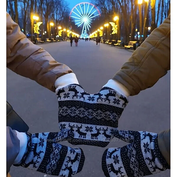 Рукавички у формі серця, на штучному хутрі