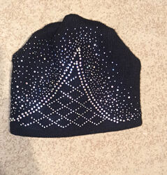 Шапка черная теплая двойная на девочку подростка