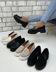 Лофери шкіряні на платформі, р. 36-41