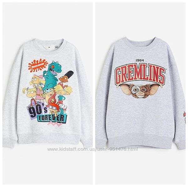 Теплі світшоти з мультяшними героями для дітей від H&M