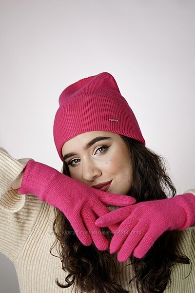 Комплект набір шапка та рукавички перчатки з ангорою odyssey