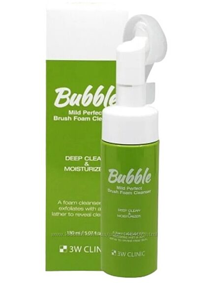 Пенка для умывания с щеткой 3W CLINIC Mild Perfect Bubble Brush Foam Cleans