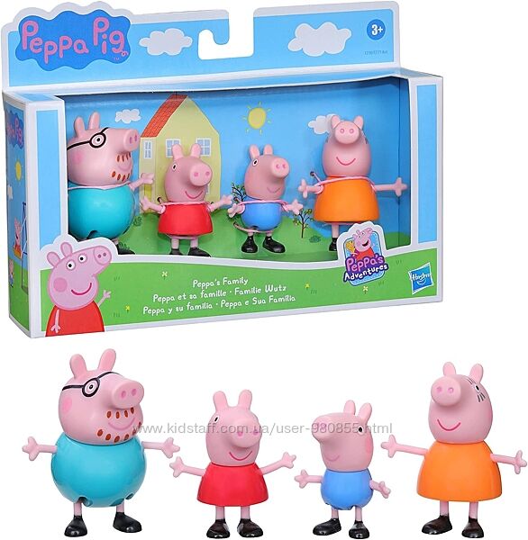 Оригінал Набір Свинка Пеппа родина 4 шт Peppa Pig Peppa&acutes Family Hasbro