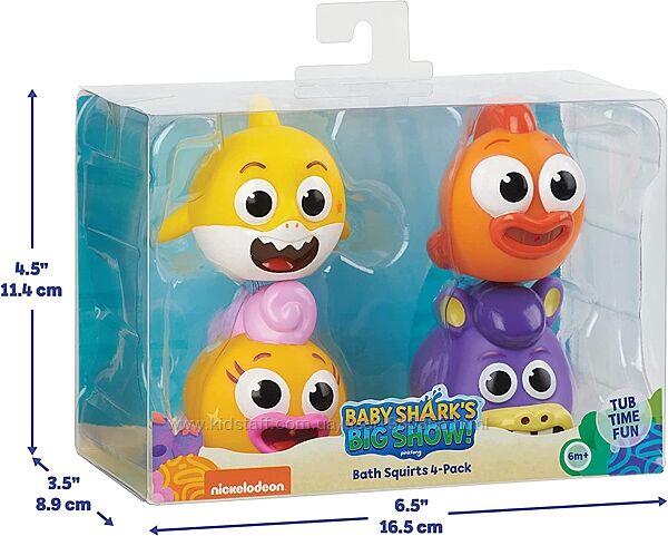 WowWee Pinkfong Baby Shark Bath Squirt Toy Іграшки для ванної, родина акул