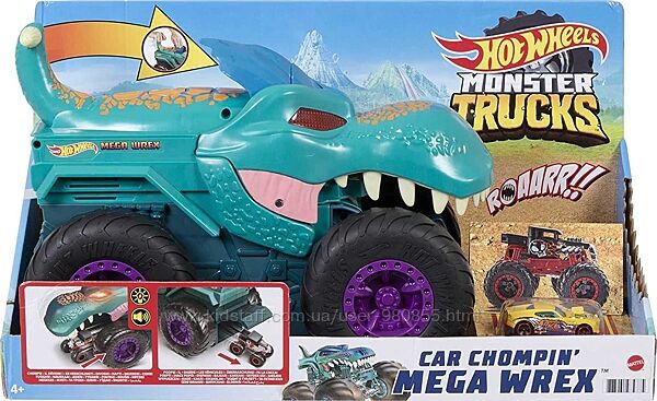 Великий Hot Wheels Monster Trucks Car Chompin Mega-Wrex Хижий Мега Рекс