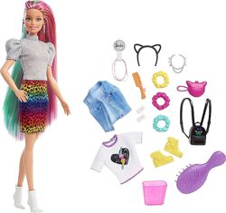 Лялька Barbie Leopard Rainbow Hair Барбі веселковий леопард Змінює колір