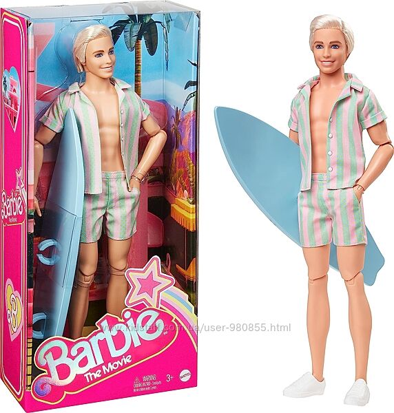 Лялька Кен Барбі Barbie The Movie Ken Beach Doll with Surfboard